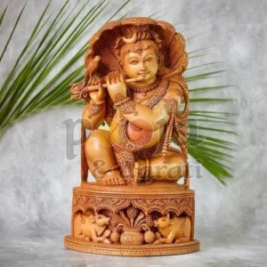 handcrafted temple worship wooden god idol murti